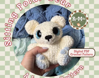 Sitting Polar Bear Holiday Pattern REDMILLSCROCHET OFFICIAL