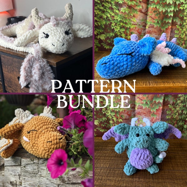 Four Dragons Crochet Patterns BUNDLE