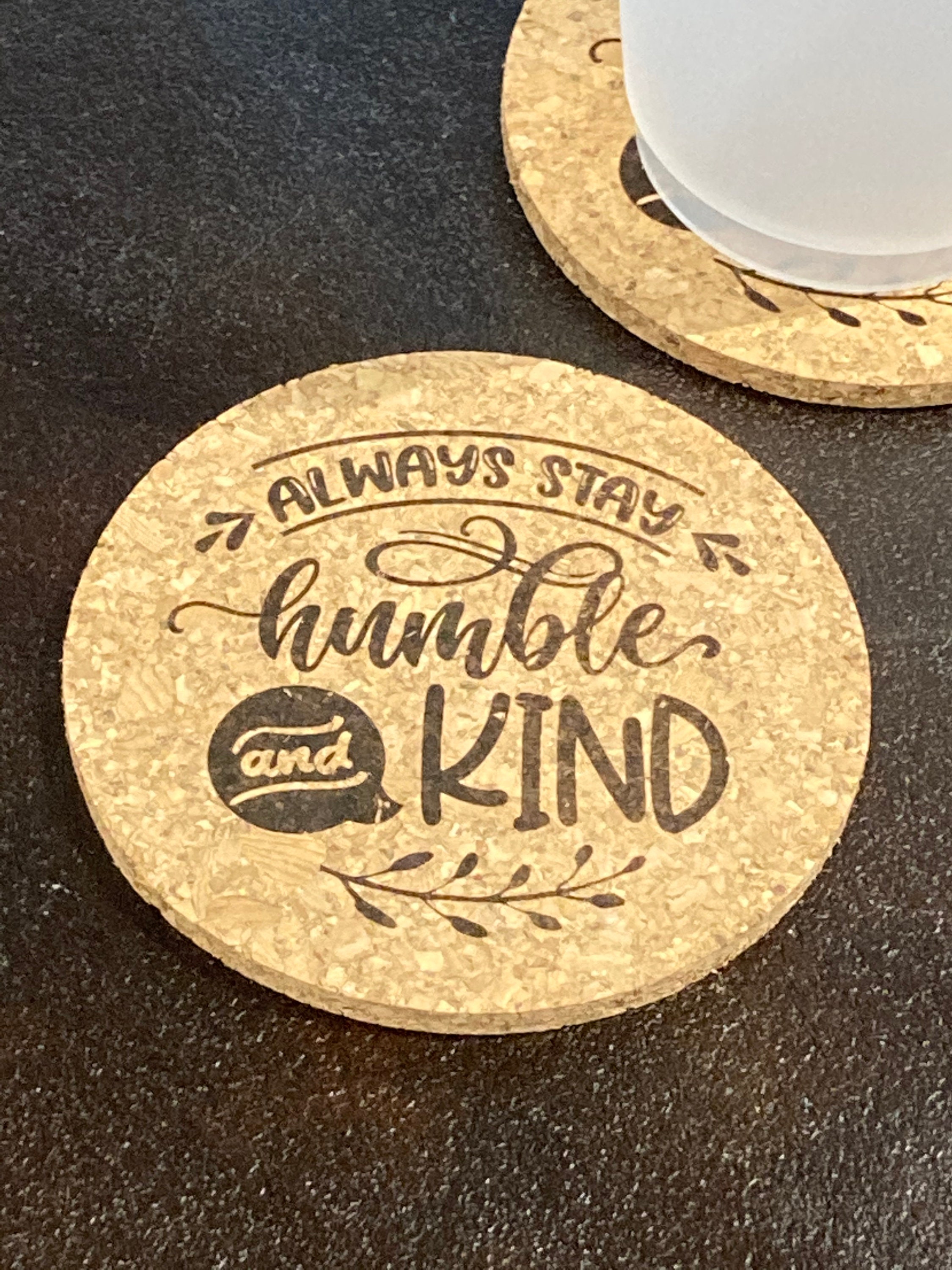 Set of 4 Cork Custom Laser Engraved Coasters, Personalized Cork