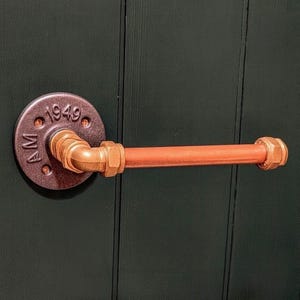Handmade Industrial Copper and Brass Toilet Roll Holder