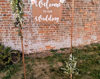 Copper and brass wedding arch frame decoration for welcome sign / table seating plan arrangement / messages / flower display /