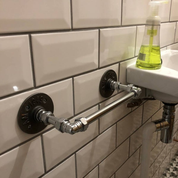 Handmade chrome wall mounted bathroom towel rail - various sizes available