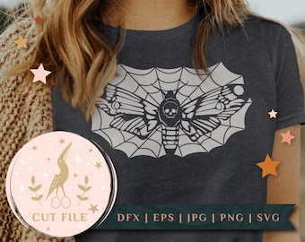 Vector de polilla de la cabeza de la muerte descargable. Gráfico espeluznante, espeluznante, silencio de los corderos, gráfico temático de Halloween para cricut y máquinas de silueta.