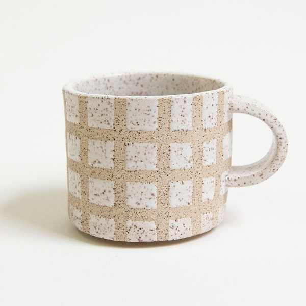 Speckled Grid Coffee Mug - Handmade Coffee Mug - Ceramic Cup - Tea Mug - Stoneware - 8.5oz Mug