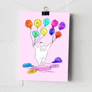 Alles Gute zum Geburtstag Karte - Lustige Karte - HBD Bunte Grußkarte - Hundekarte - Hundemama - Hundepapa - Süße Illustrierte Karte