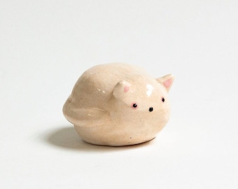 Little Tan Cat Figurine - Miniature Cat - Plant Accessory - Desk Object