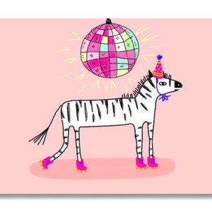 Alles Gute zum Geburtstag Zebra Karte - Lustige Karte - HBD Bunte Grußkarte - Party Zebra Karte - Süße Illustrierte Karte