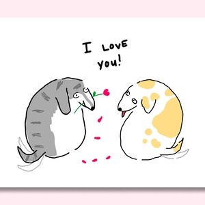 Cartão de aniversário ou dia dos namorados - Cartão engraçado - Cartão de felicitações colorido - Cartão de cachorro - Mãe de cachorro - Pai de cachorro - Cartão ilustrado - Cartão de amor