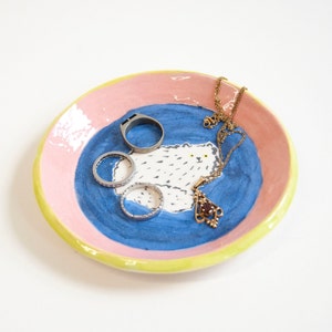 Cute Cat Ring Dish Hand Made Ceramic Ring Dish Hand Painted image 5