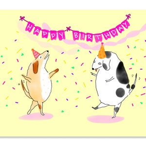 Alles Gute zum Geburtstag Karte - Lustige Karte - HBD Bunte Grußkarte - Party Hundekarte - Hundemama - Hundepapa - Süße Illustrierte Karte