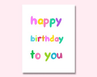 Bubble Letters Happy Birthday Card - HBD Colorful Greeting Card