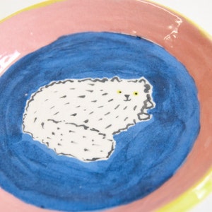 Cute Cat Ring Dish Hand Made Ceramic Ring Dish Hand Painted image 4