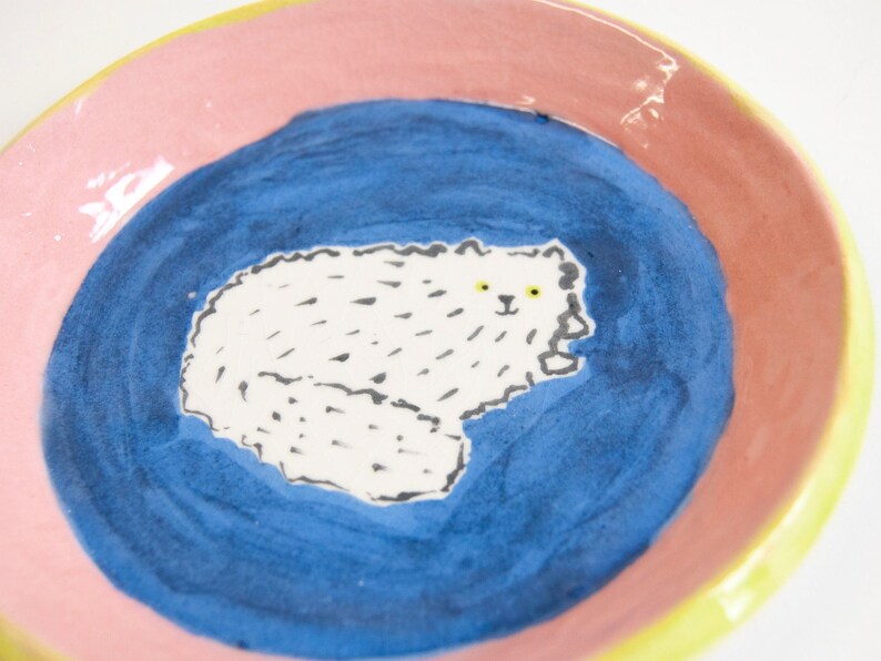 Cute Cat Ring Dish Hand Made Ceramic Ring Dish Hand Painted image 4