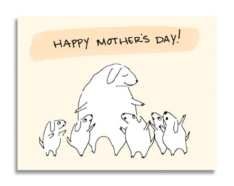 Mother's Day Card - Funny Mom Card - World's Best Mom Colorful Greeting Card - Dog Card - Dog Mom - Dog Dad - Cute Illustrated Card