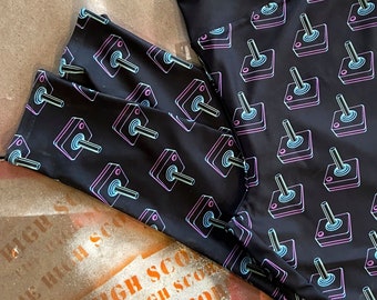 Leggings con estampado completo de joystick de neón de talla grande para videojuegos