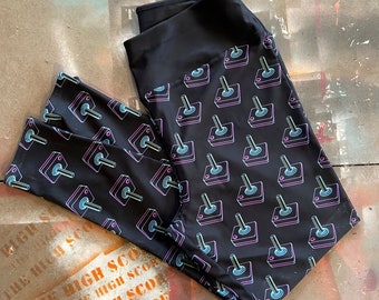 Leggings de yoga con joystick de neón para videojuegos