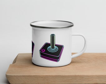 Neon Style Joystick Enamel Mug Atari Inspired