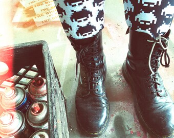 Leggings con estampado de pintura en aerosol Space Invaders de talla grande 2XL-6XL