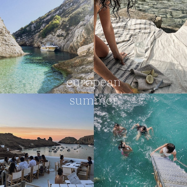 European summer Lightroom mobile and desktop presets |vintage presets |summer presets |travel preset |beach presets |Grain presets |film