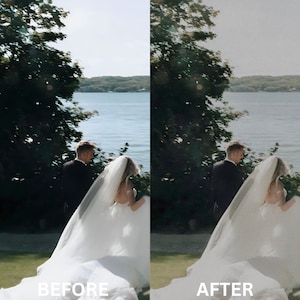 May include: A bride and groom walking away from the camera on a grassy path by a lake. The bride is wearing a white wedding dress and veil, and the groom is wearing a black suit. The lake is in the background, and there are trees on either side of the path.
