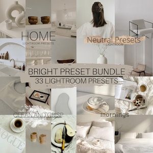 Bright Lightroom preset bundle |natural presets |instagram presets |clean presets |interior presets |neutral presets |mobile and desktop