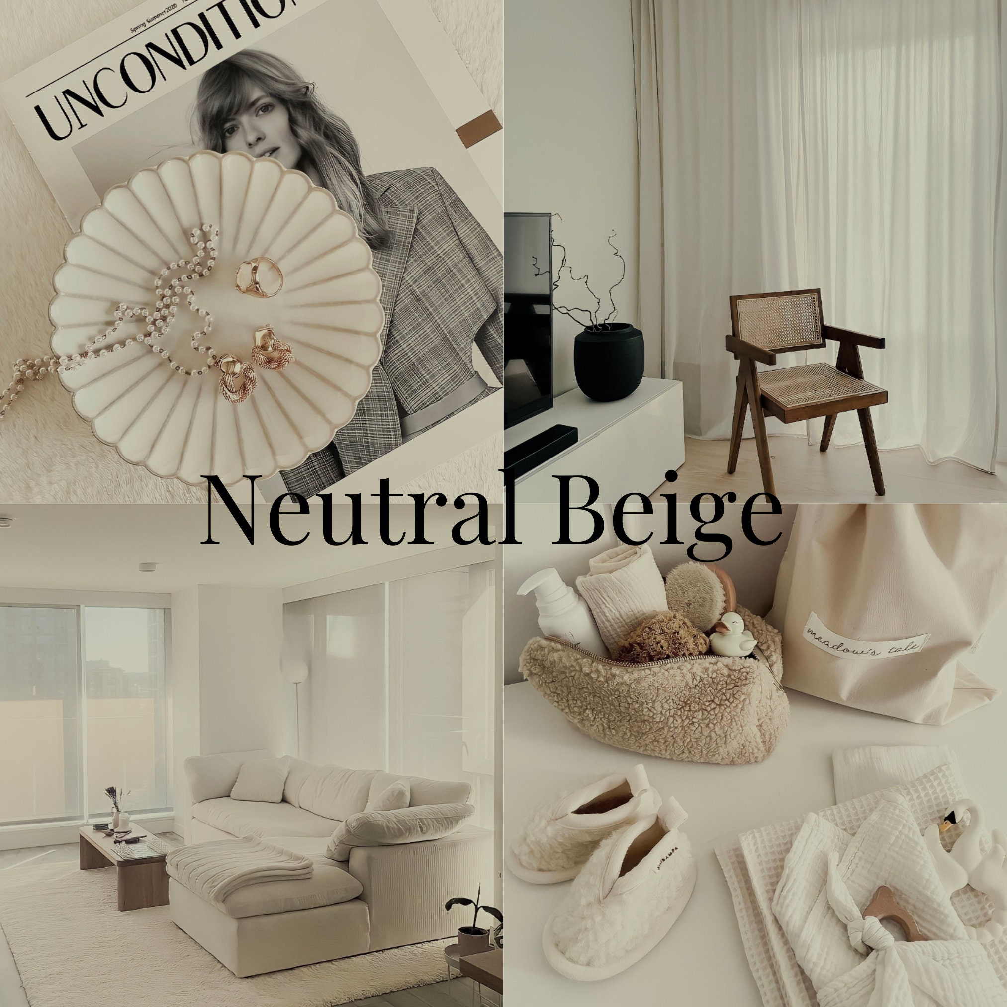 neutral beige Lightroom mobile and desktop presets |blogger presets |bright presets |interior presets |instagram presets |warm presets |soft