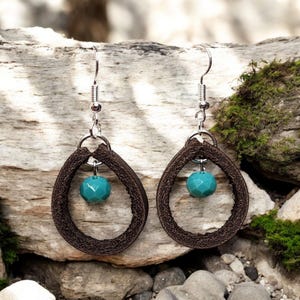 Leather Hoop and Bead Earrings