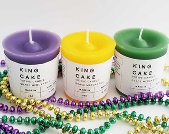 Votive Candles - King Cake / Mardi Gras - 6 Pack