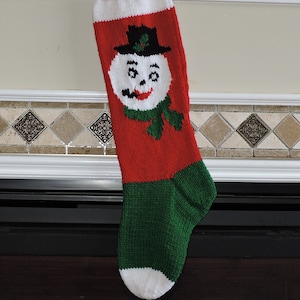 Snowman Hand Knit Christmas Stockings