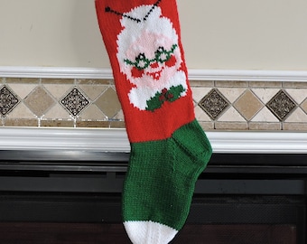 Mrs. Claus Hand Knit Christmas Stocking