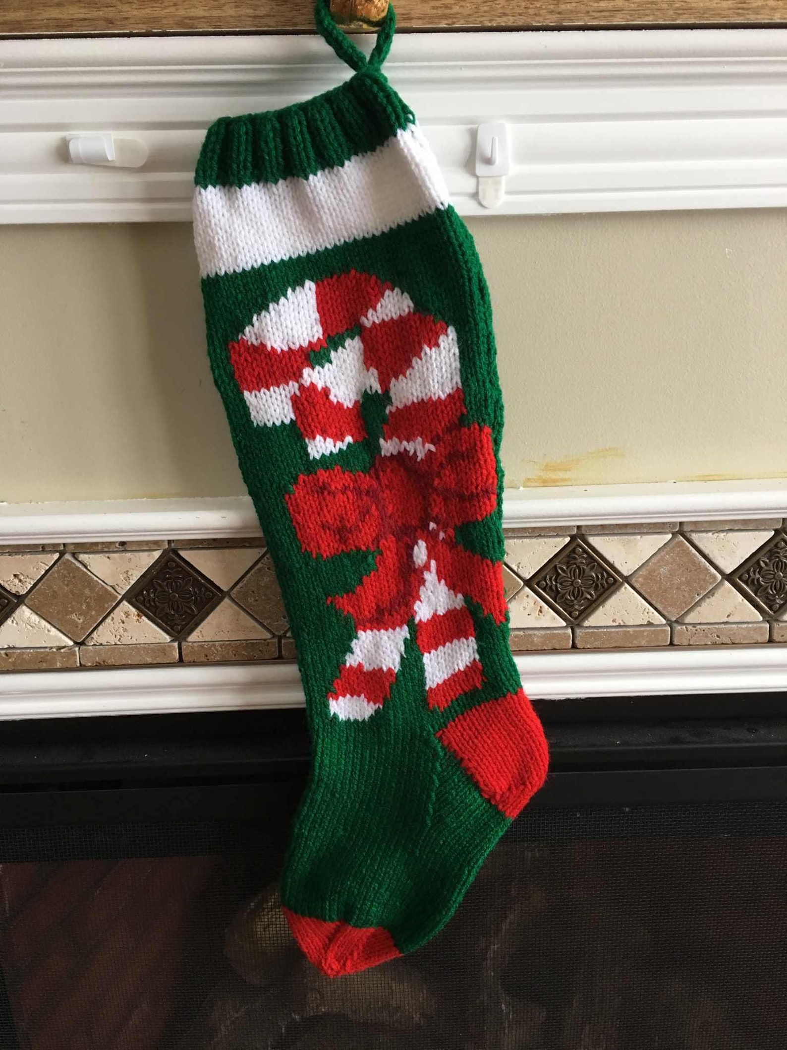 Candy Cane Hand Knit Christmas Stocking Etsy
