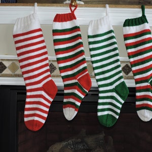Stripes! - Hand Knit Christmas Stocking - Medium Width