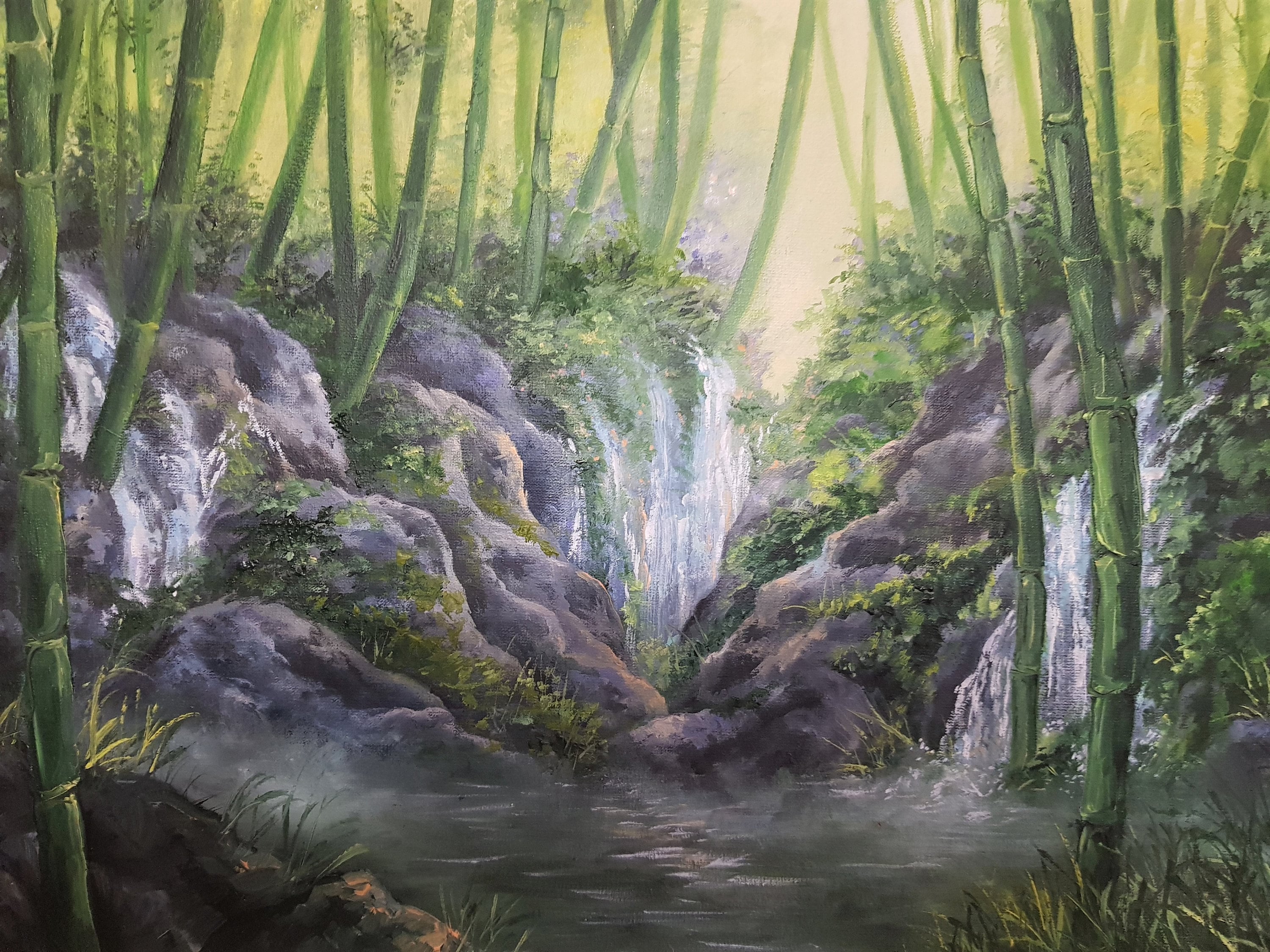 Bamboo forest Oil painting Wall painting Oil on canvas Art Etsy