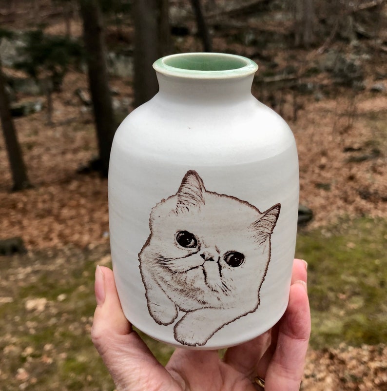 Handmade Ceramic Cat Bud Vase