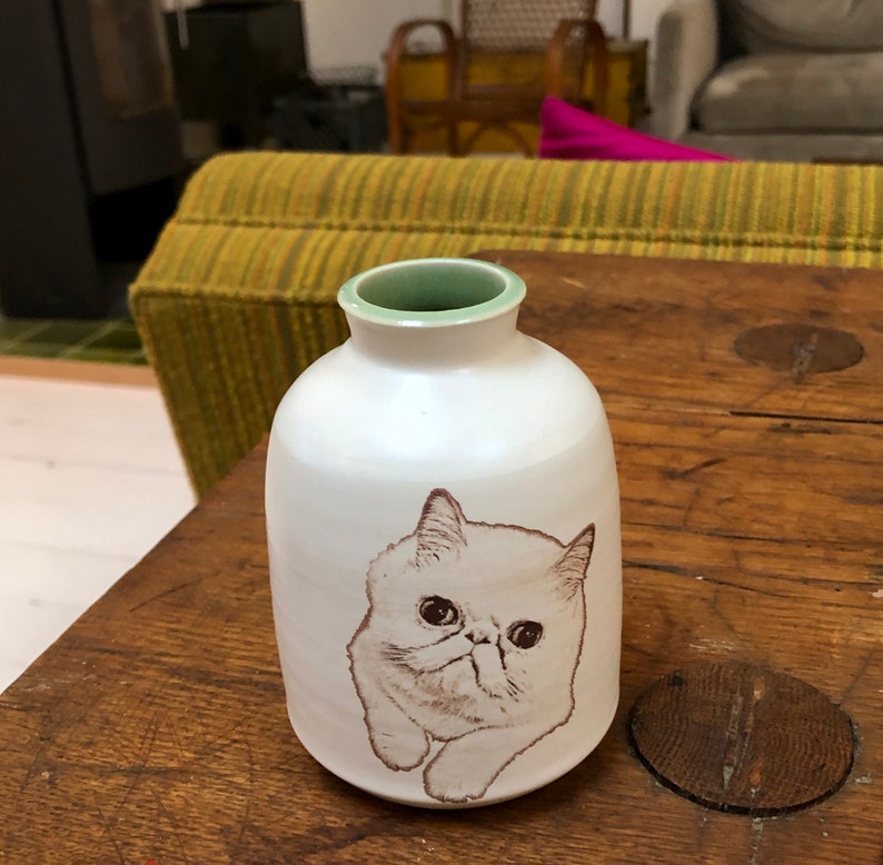 Handmade Ceramic Cat Bud Vase