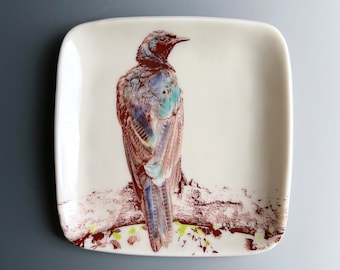 Handmade Small Porcelain Bird Plate