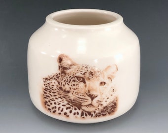 Handmade Porcelain Leopard Bud Vase