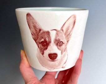 Tasse/gobelet/vase corgi en céramique fait main