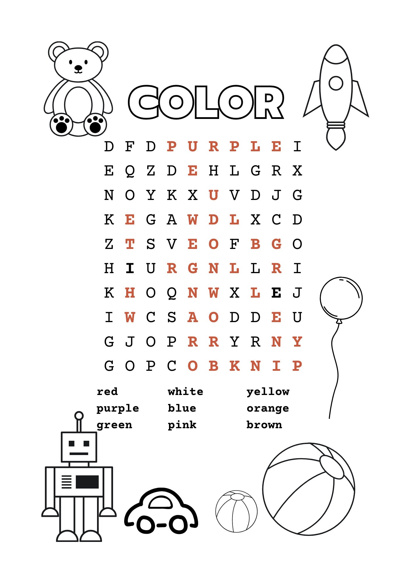 Coloring Word Search Kids Word Search Printable Coloring | Etsy