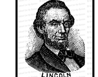 Digital President Abraham Lincoln Victorian Portrait |  Antique United States Presidential Vector Clipart | Instant Download