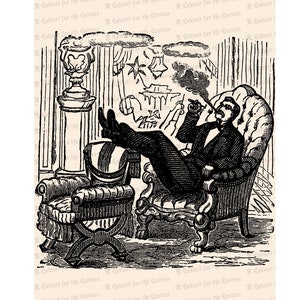 Zigarre Smoking Victorian Man | Vintage Man Relax with Feet Up Vektor Clipart | Sofort Download SVG PNG JPG Digital