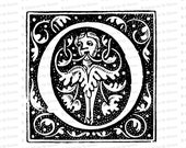 Whimsical Ornamental Penwork Initial Letter O Vector Clipart  | Vintage Victorian Capital Letter O, Fancy Antique Monogram SVG PNG JPG