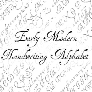 Vector Clipart Vintage 17th Century Handwriting Alphabet Antique Early Modern Uppercase & Lowercase Cursive Letters, Lettering SVG PNG image 2