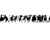 Digital Vintage 1920s Nightlife Silhouettes Vector Clipart | People on the Street, Men, Women, Dog, Celebration, Carousing SVG PNG JPG