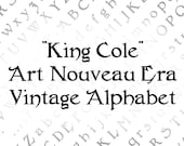 Vector Clipart King Cole Penwork Alphabet | Vintage Art Nouveau Era Uppercase & Lowercase Letters, Numbers, Punctuation Calligraphy SVG PNG