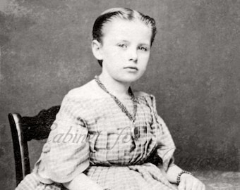 Antique Photo DOWNLOAD | Pretty Young Victorian Civil War Era Girl in Gingham Dress | little girl 1860s child photograph digital png jpg