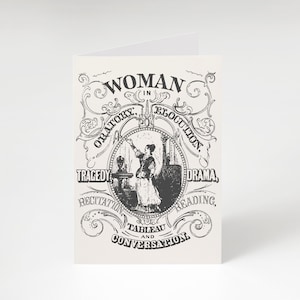 Biglietto da visita stampabile in stile vittoriano 5x7" A7 Biglietto vuoto Donna in Oratorio, Elocuzione, Tragedia, Dramma, Educazione, Tableau di lettura e Conversazione