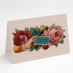 Printable Hope Sustain Thee Ever 15x7 "A7 Grußkarte, Comfort, Sympathy Victorian Hand & Rosen Vintage Blumen Floral download notecard