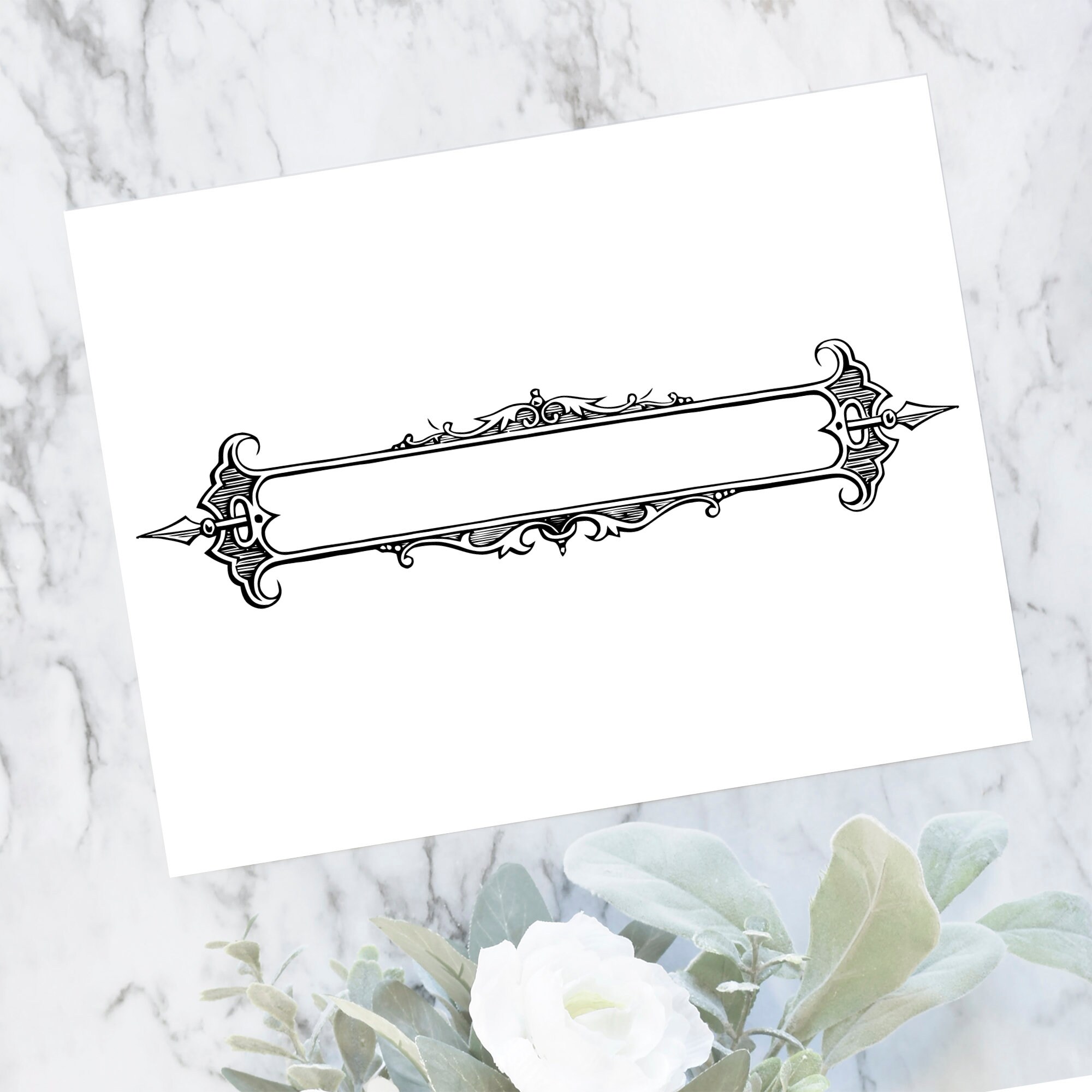 Vintage Fancy Title Border Element | Antique Victorian