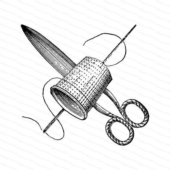 Antique Scissors Clip Art Vintage Sewing Scissors Illustration Digital  Stamp Transfer Image